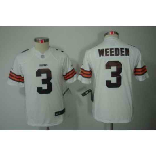 Nike Youth NFL Cleveland Browns #3 Brandon Weeden White Color[Youth Limited Jerseys]
